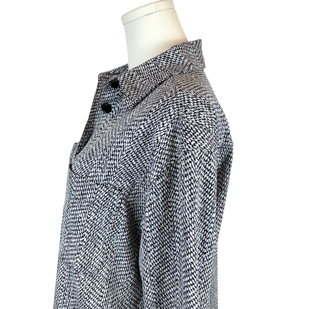 Athleta Black White Herringbone Oversized Button Up Braiden Shirt Jacket Sz XS - Picture 4 of 14